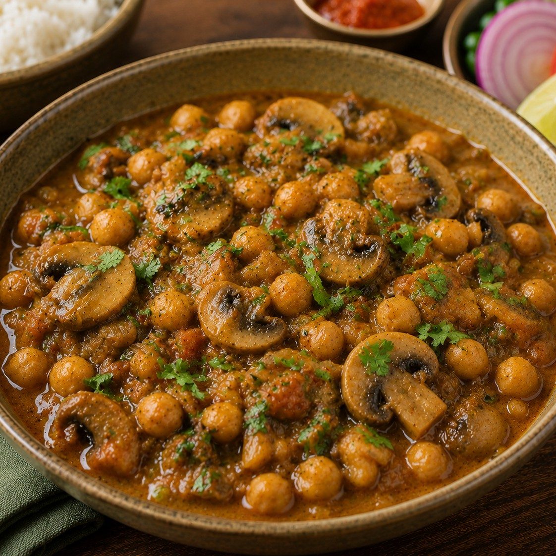 MUSHROOM CHANA TARKARI.